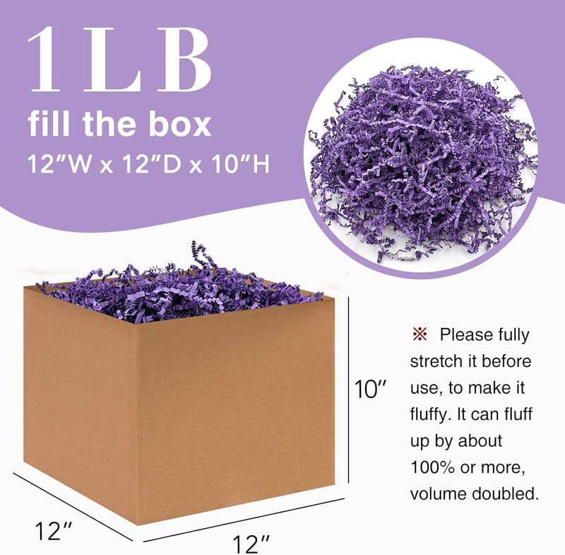 Corlcol 1LB Crinkle Cut Paper Shred Filler for Gift Box Bag and Basket On Holidays(Purple) - Image 2